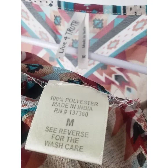 Live 4 Truth Southwest Native Art Geometric Shirt Blouse Top Size Medium Boho - Picture 3 of 7